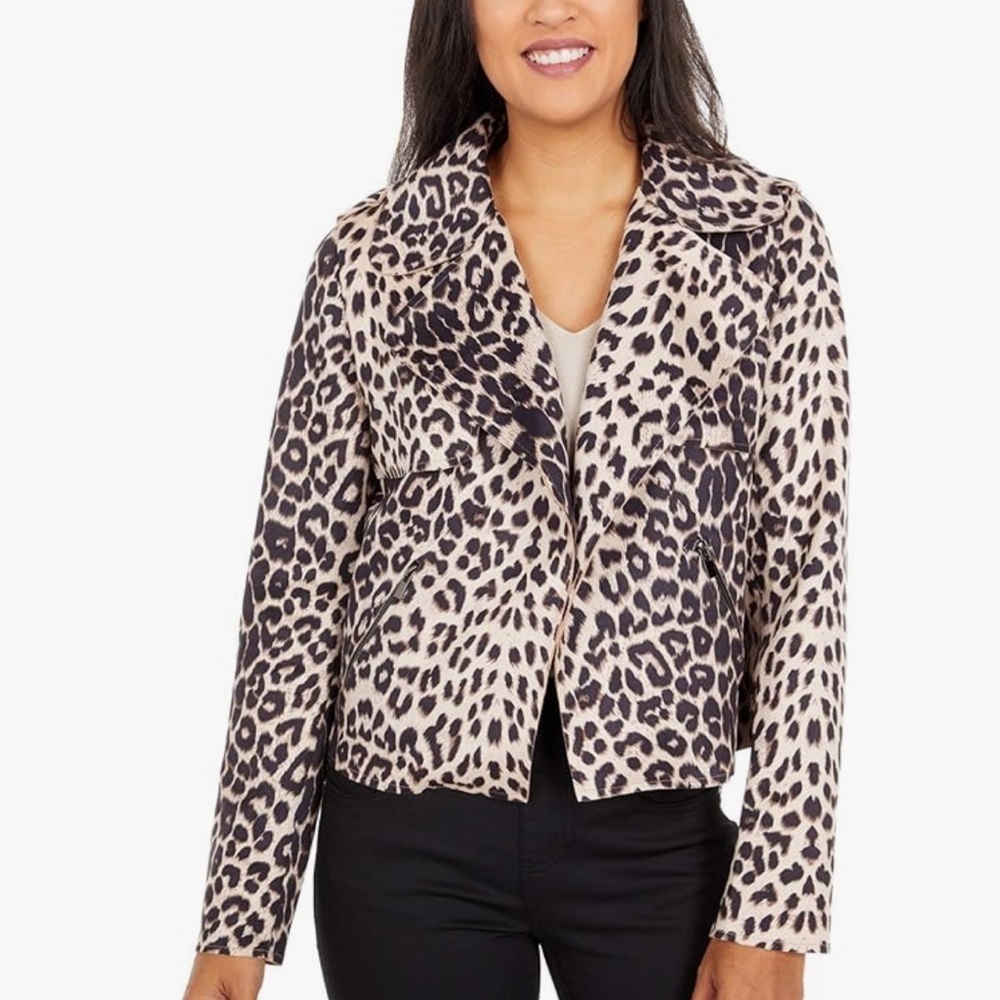 Kut From the Kloth Leopard Jacee Draped Moto Jacket
